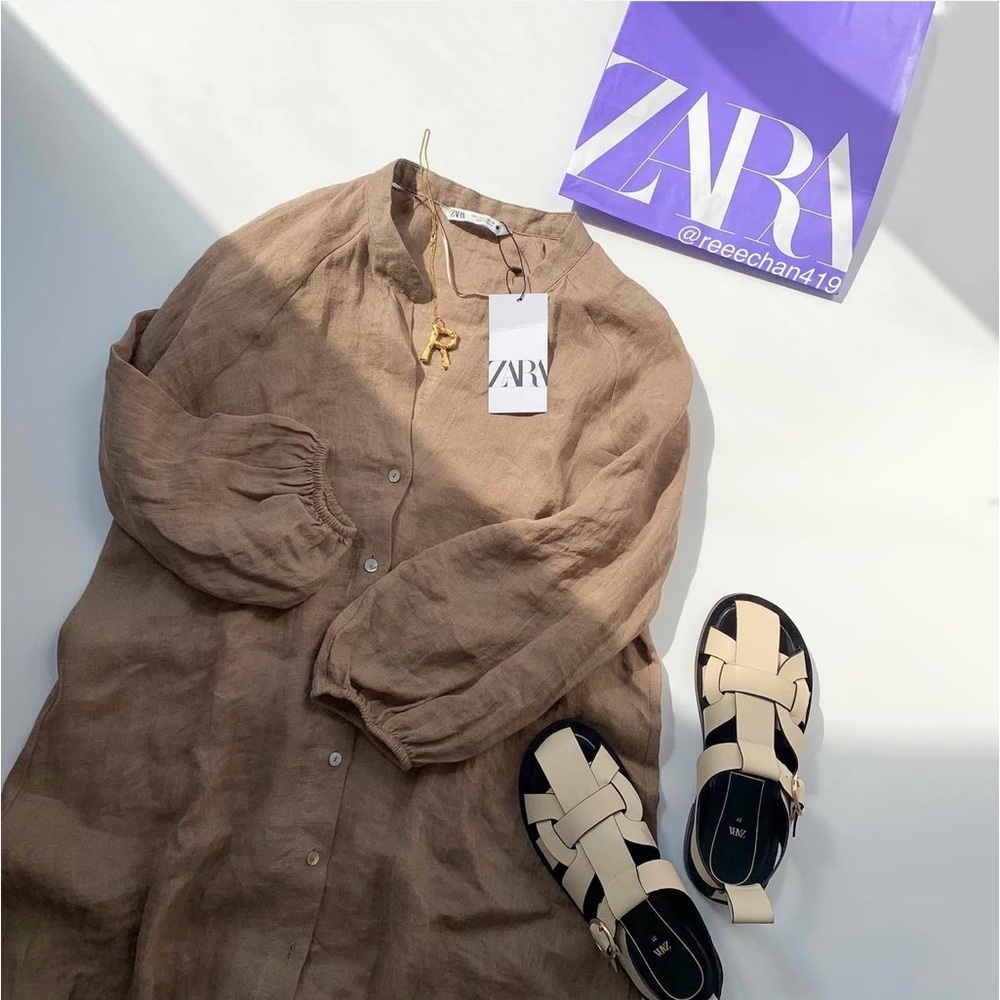 Zara Linen Shirtdrrss Size S - Picture 9 of 10